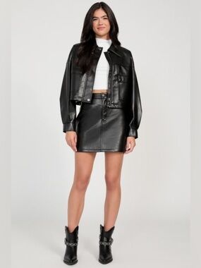 GUESS Ysaline Faux-Leather Mini Skirt XL NWT
